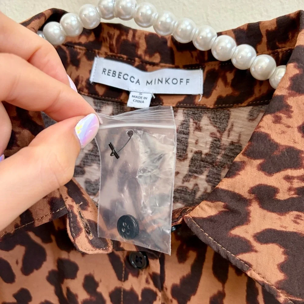 Rebecca Minkoff Brown Leopard Long Sleeve Mini Dress NWOT - Picture 3 of 9